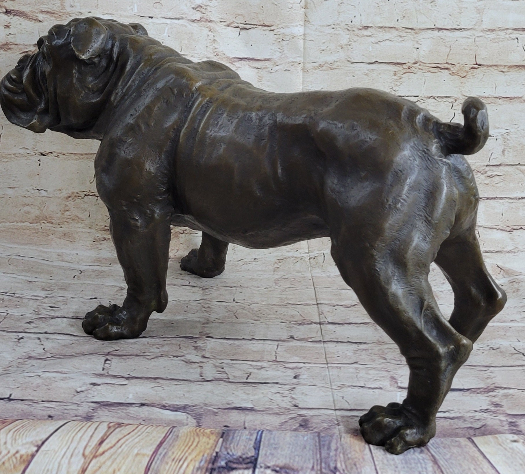 Signed Extra Large English Bulldog Bronze Sculpture