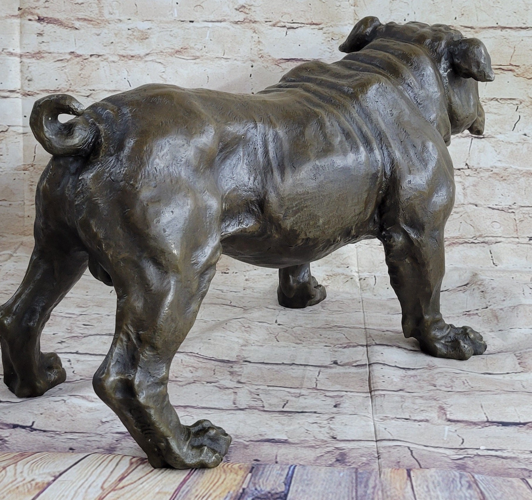Signed Extra Large English Bulldog Bronze Sculpture
