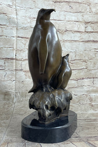 Large Mother Penguin with Baby Bronze Sculpture