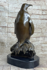 Large Mother Penguin with Baby Bronze Sculpture