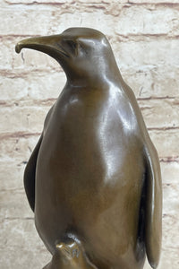 Large Mother Penguin with Baby Bronze Sculpture
