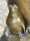 Large Mother Penguin with Baby Bronze Sculpture