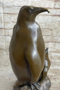 Large Mother Penguin with Baby Bronze Sculpture