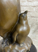 Large Mother Penguin with Baby Bronze Sculpture