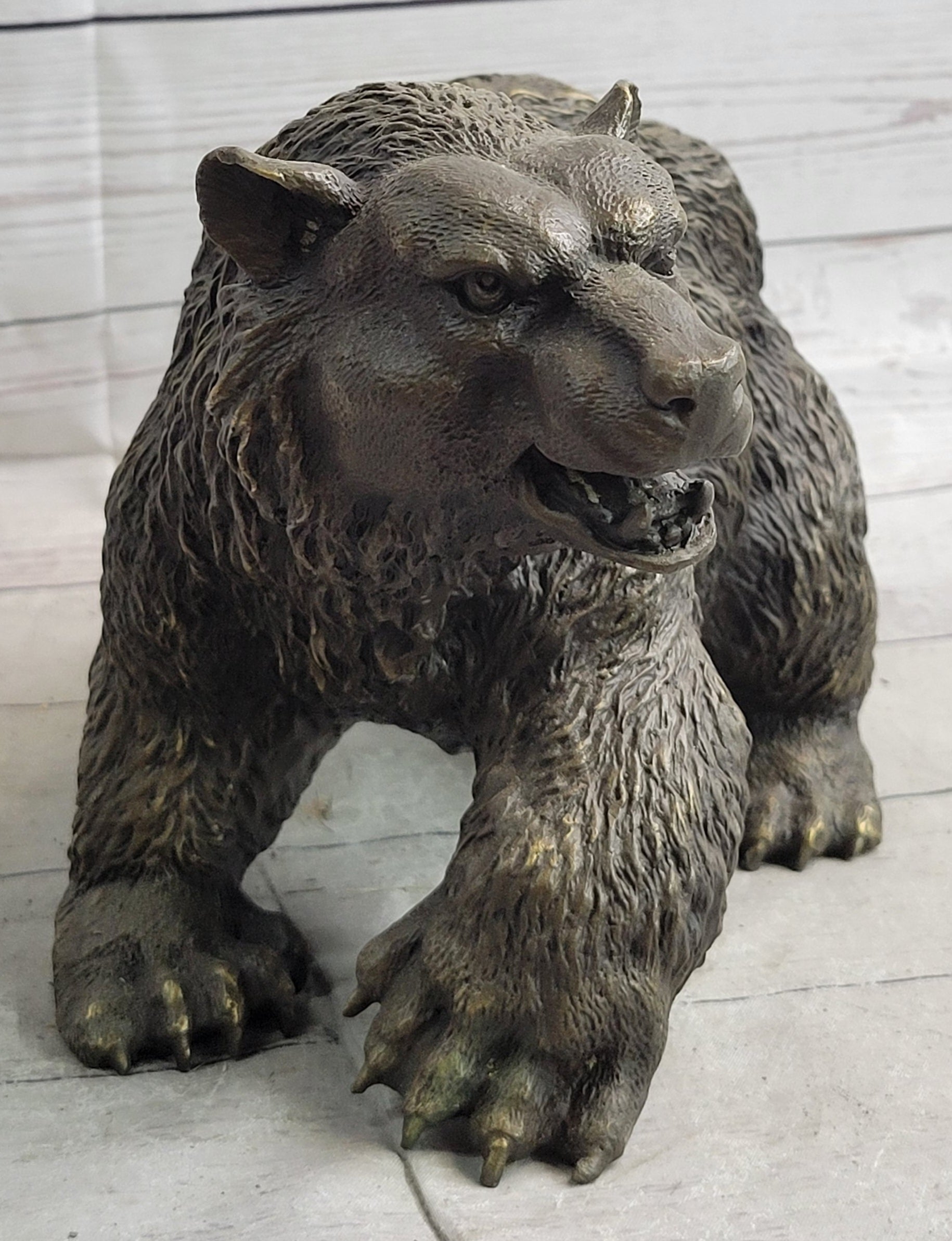 Bronze Metal Bear Sculpture Art Figure
