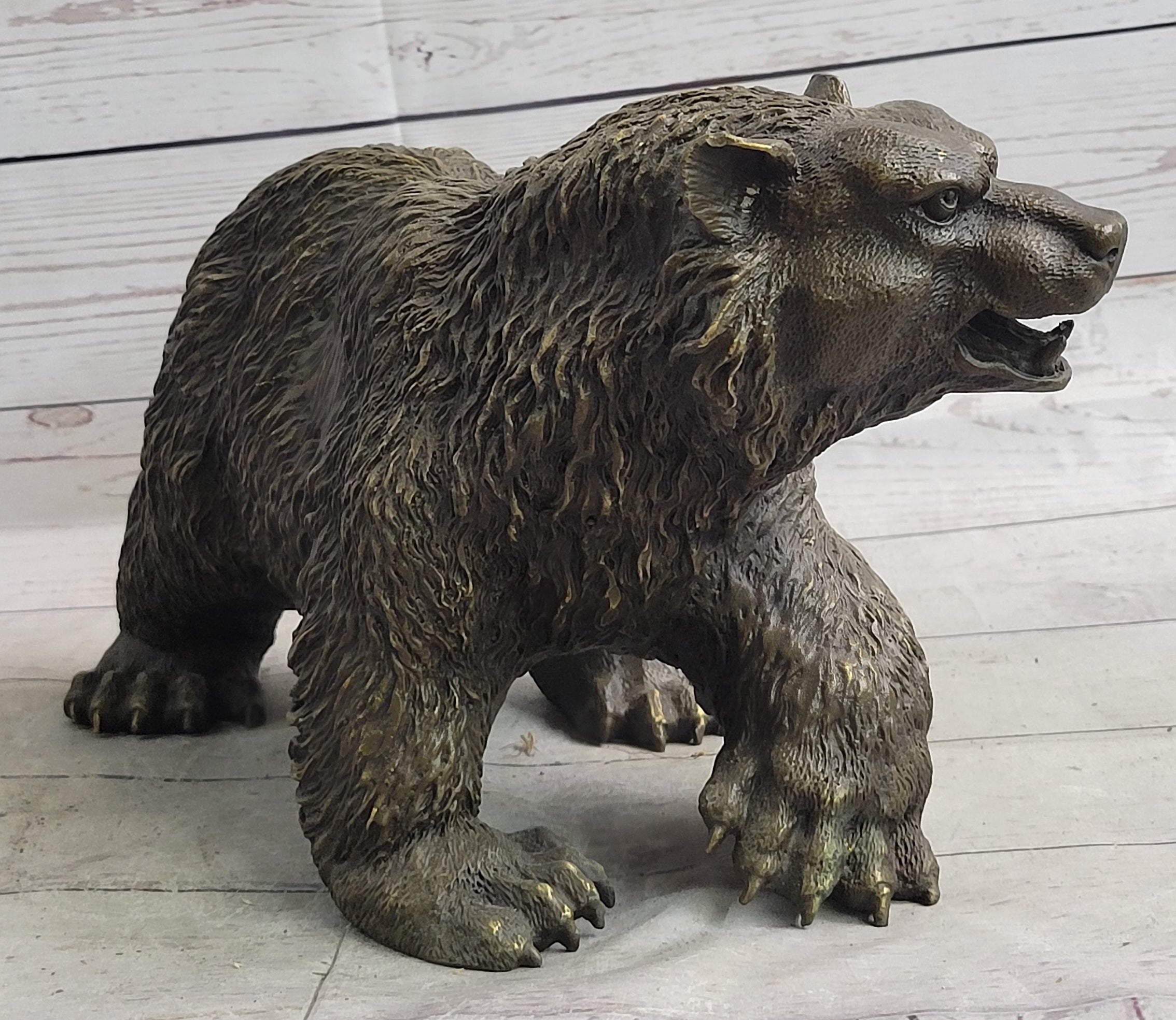 Bronze Metal Bear Sculpture Art Figure