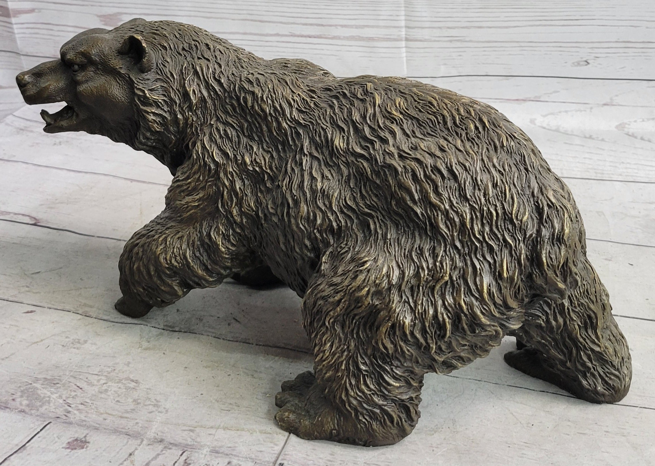 Bronze Metal Bear Sculpture Art Figure