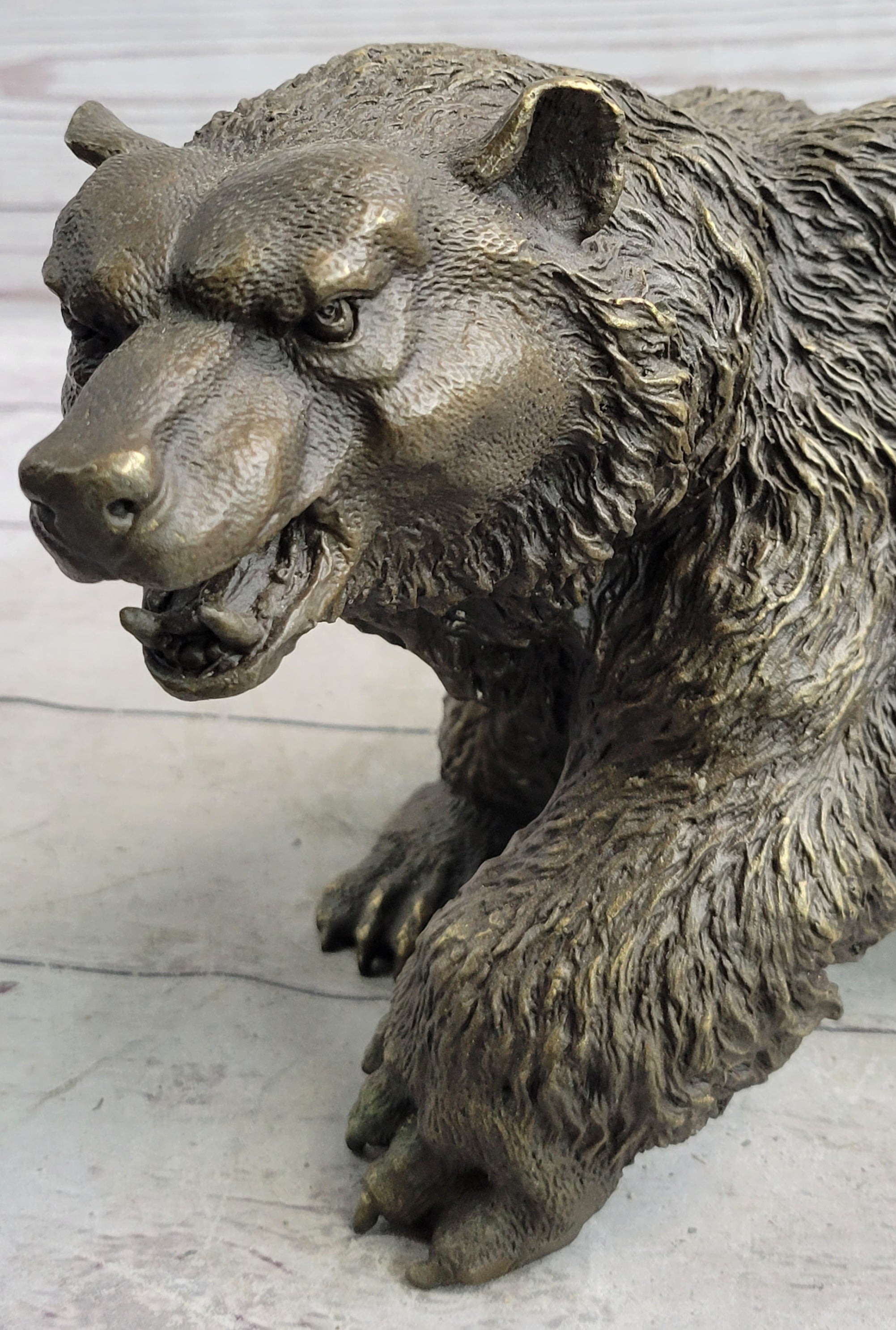 Bronze Metal Bear Sculpture Art Figure