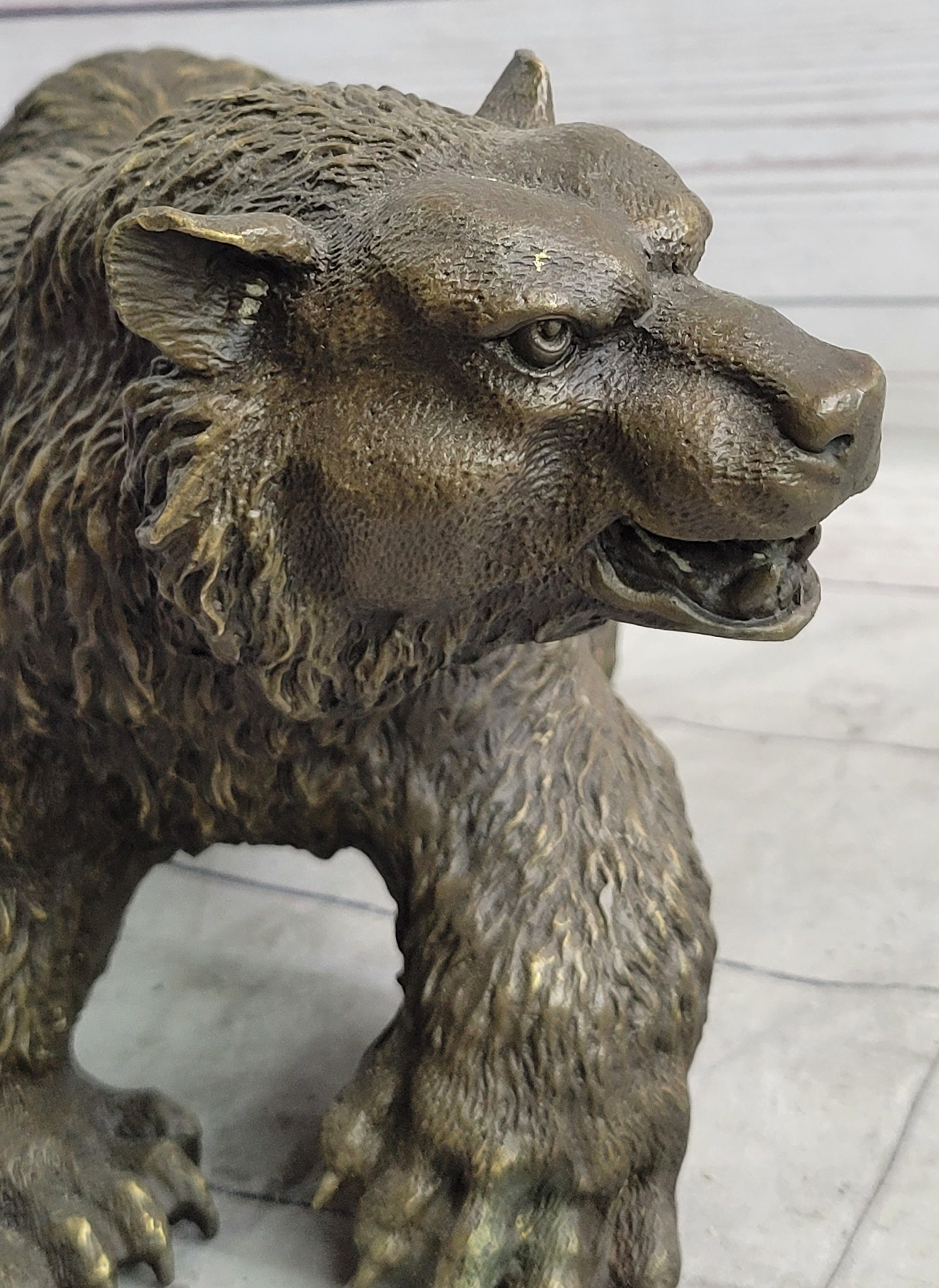 Bronze Metal Bear Sculpture Art Figure