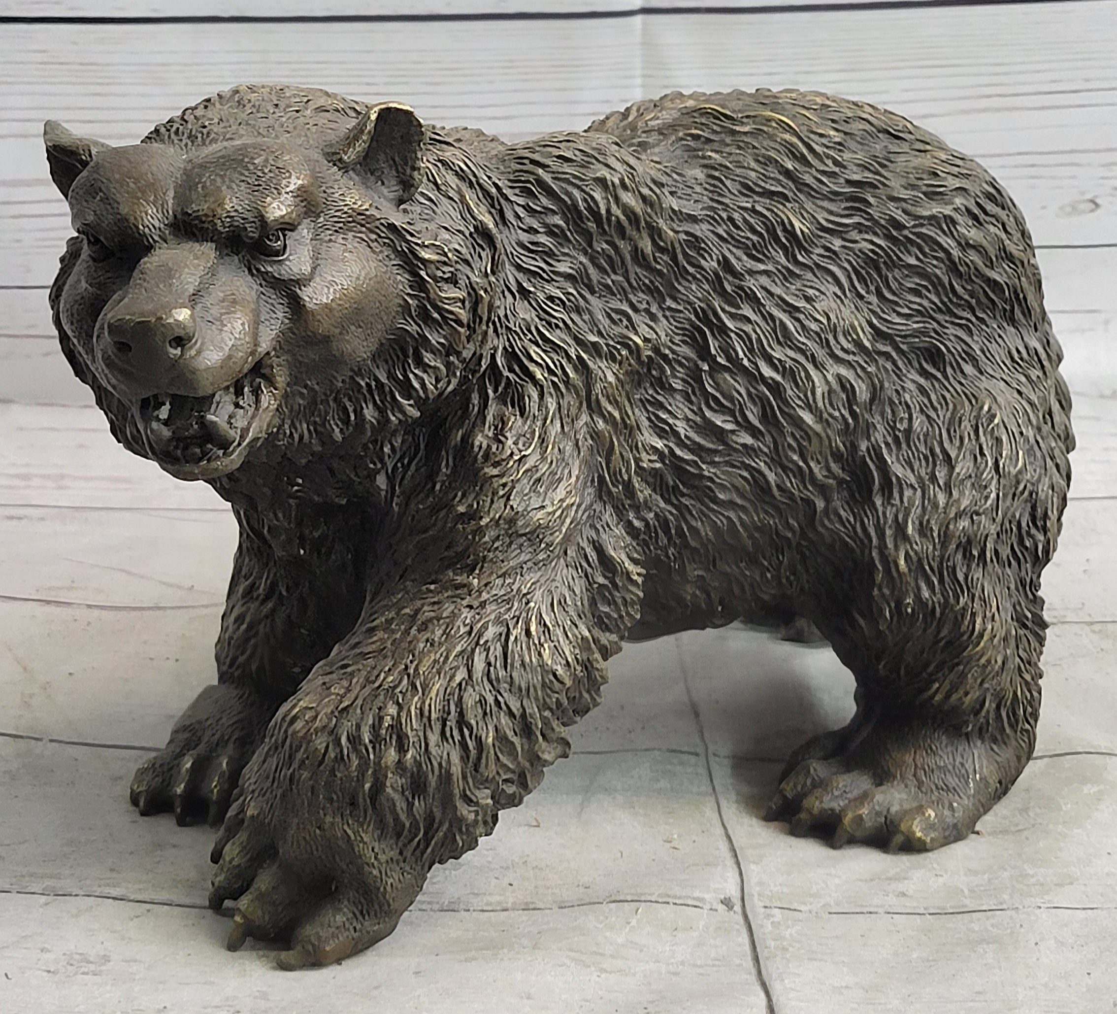 Bronze Metal Bear Sculpture Art Figure