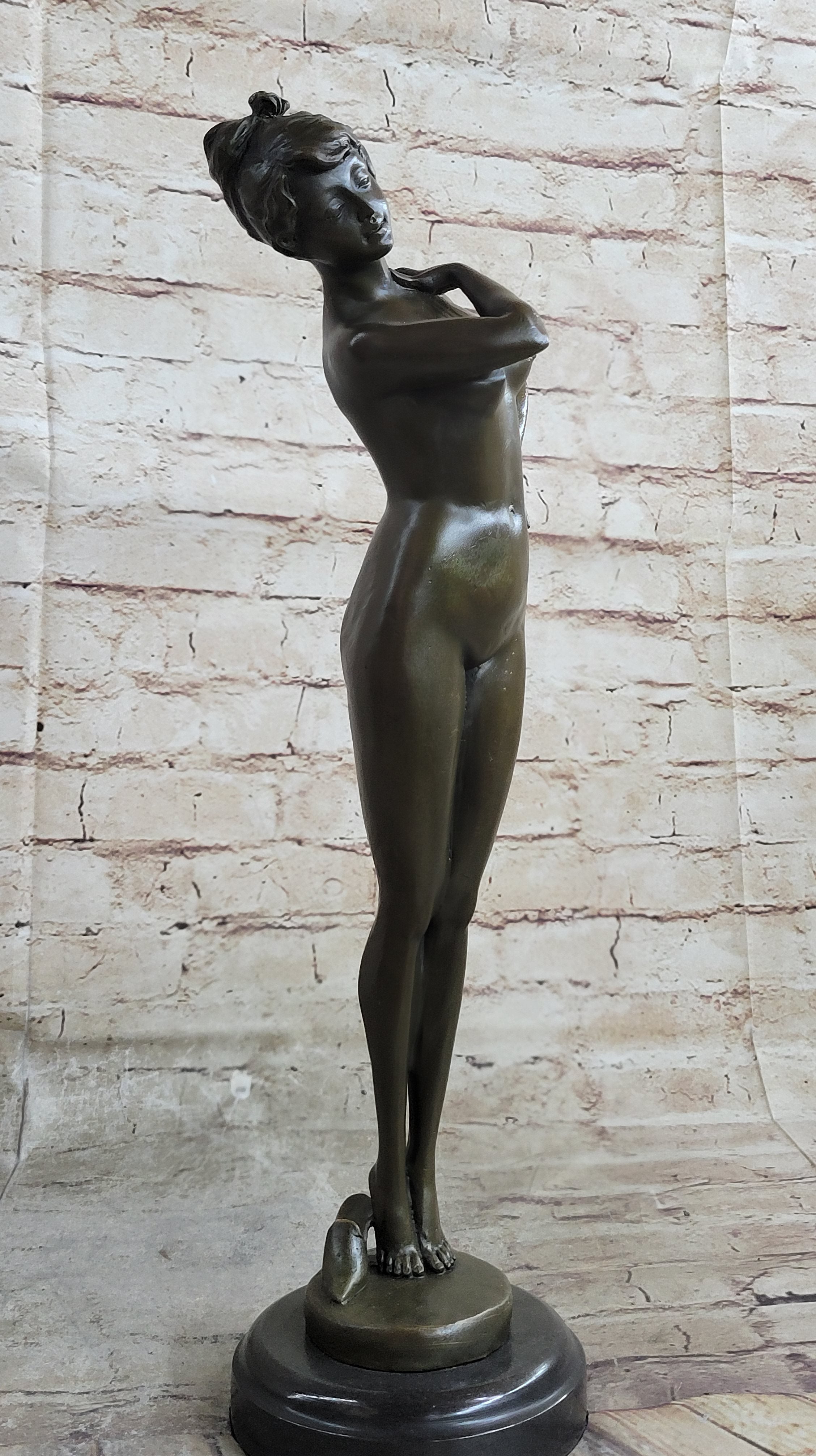 Bronze Sculpture Nude Woman by French Artist Jean Patoue Art Deco