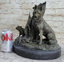 Hunting Dogs English Bulldog Shepherd Bronze Sculpture Marble Base