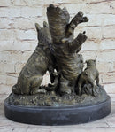 Hunting Dogs English Bulldog Shepherd Bronze Sculpture Marble Base