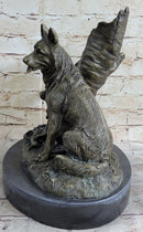 Hunting Dogs English Bulldog Shepherd Bronze Sculpture Marble Base