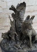 Hunting Dogs English Bulldog Shepherd Bronze Sculpture Marble Base