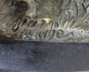 Hunting Dogs English Bulldog Shepherd Bronze Sculpture Marble Base