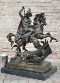 Patron Saint George and the Dragon Bronze Sculpture 20" x 15"
