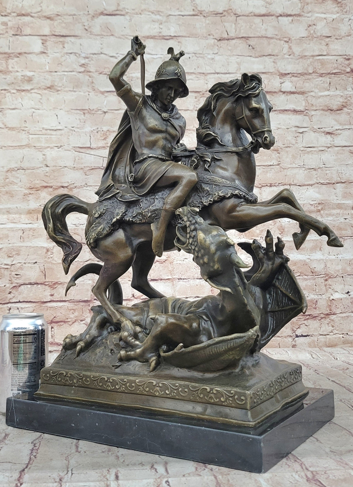 Patron Saint George and the Dragon Bronze Sculpture 20" x 15"