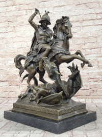 Patron Saint George and the Dragon Bronze Sculpture 20" x 15"