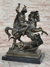 Patron Saint George and the Dragon Bronze Sculpture 20" x 15"