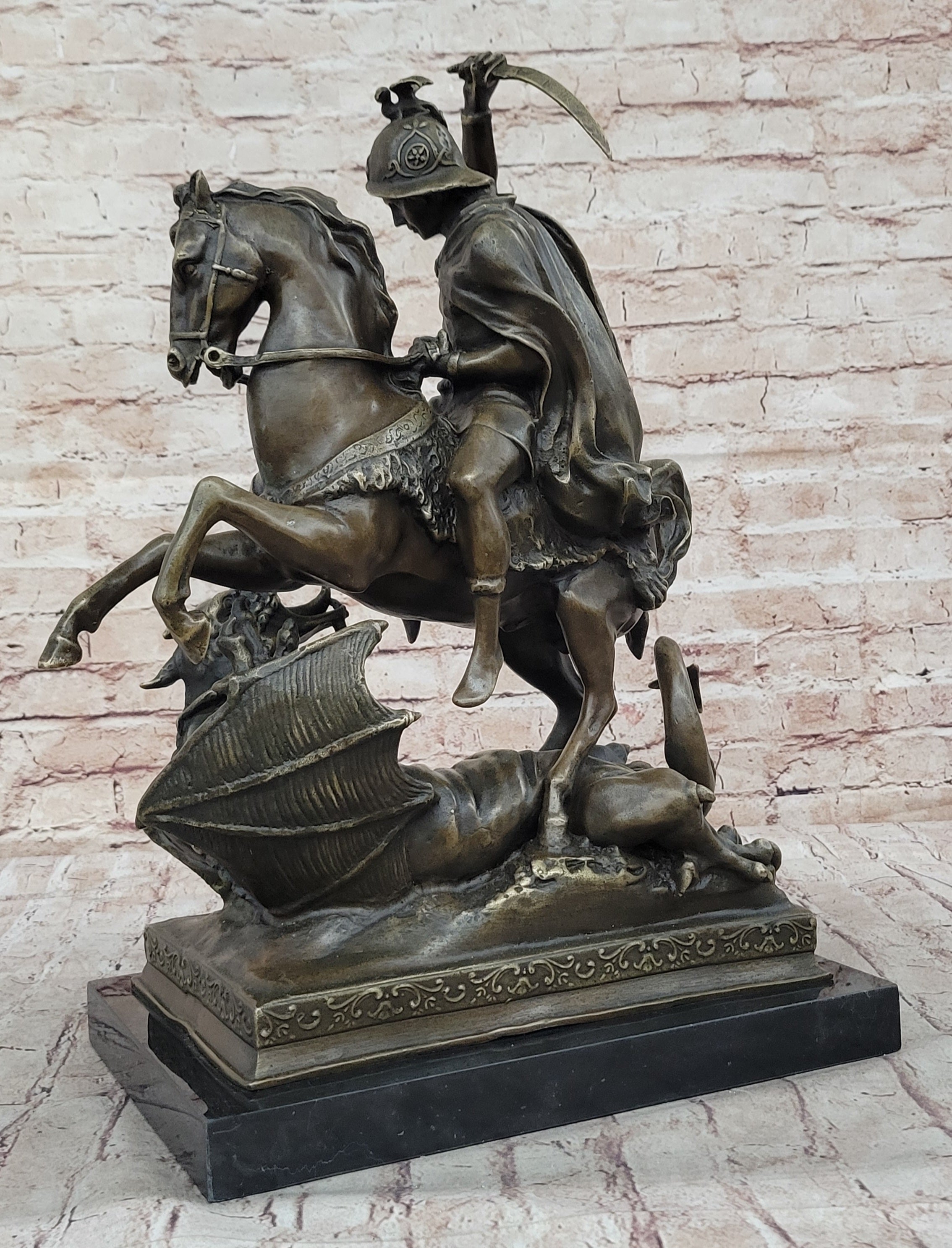Patron Saint George and the Dragon Bronze Sculpture 20" x 15"
