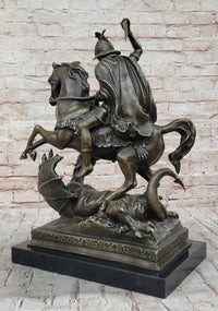 Patron Saint George and the Dragon Bronze Sculpture 20" x 15"