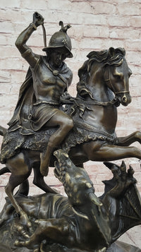 Patron Saint George and the Dragon Bronze Sculpture 20" x 15"