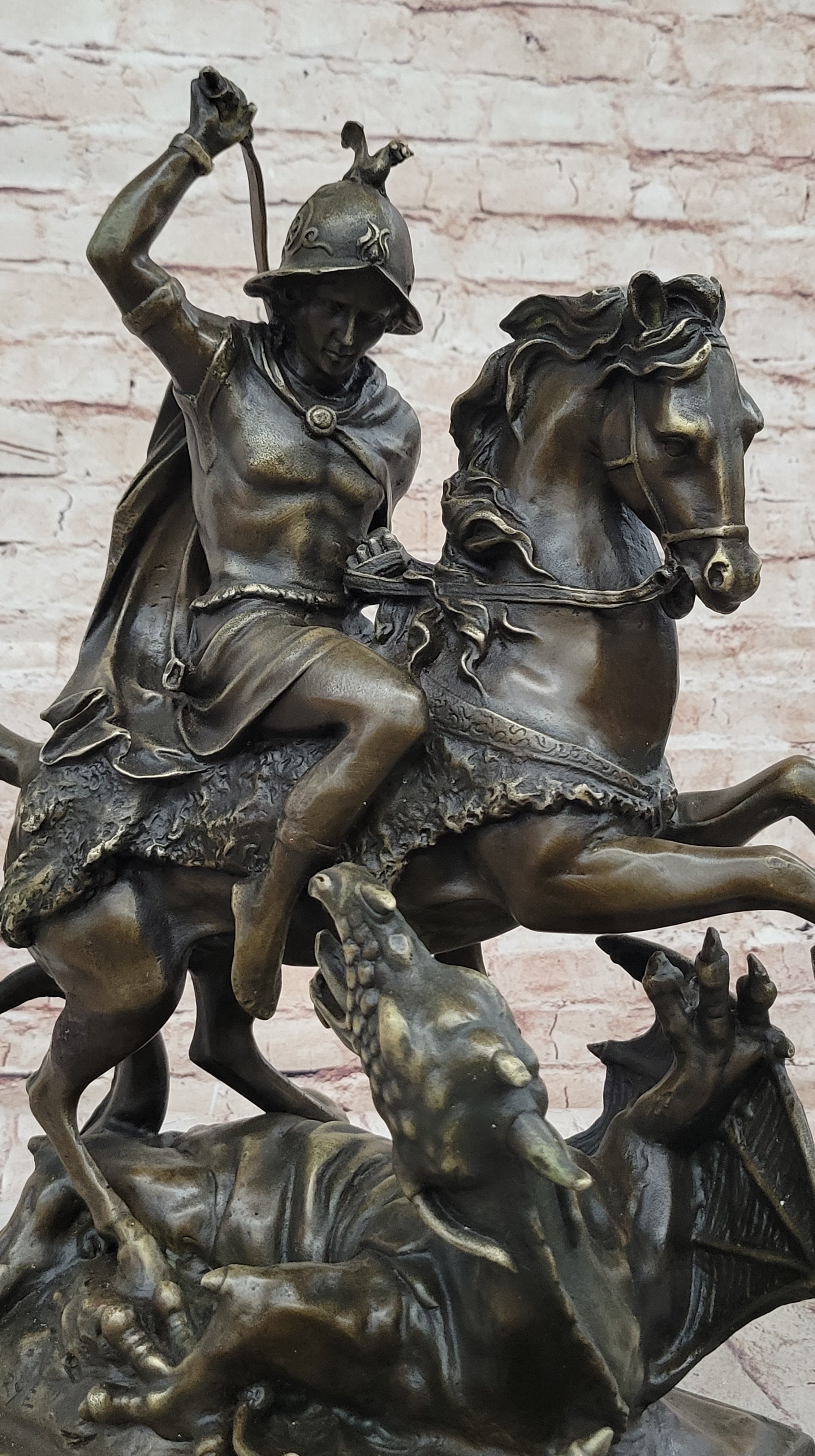 Patron Saint George and the Dragon Bronze Sculpture 20" x 15"