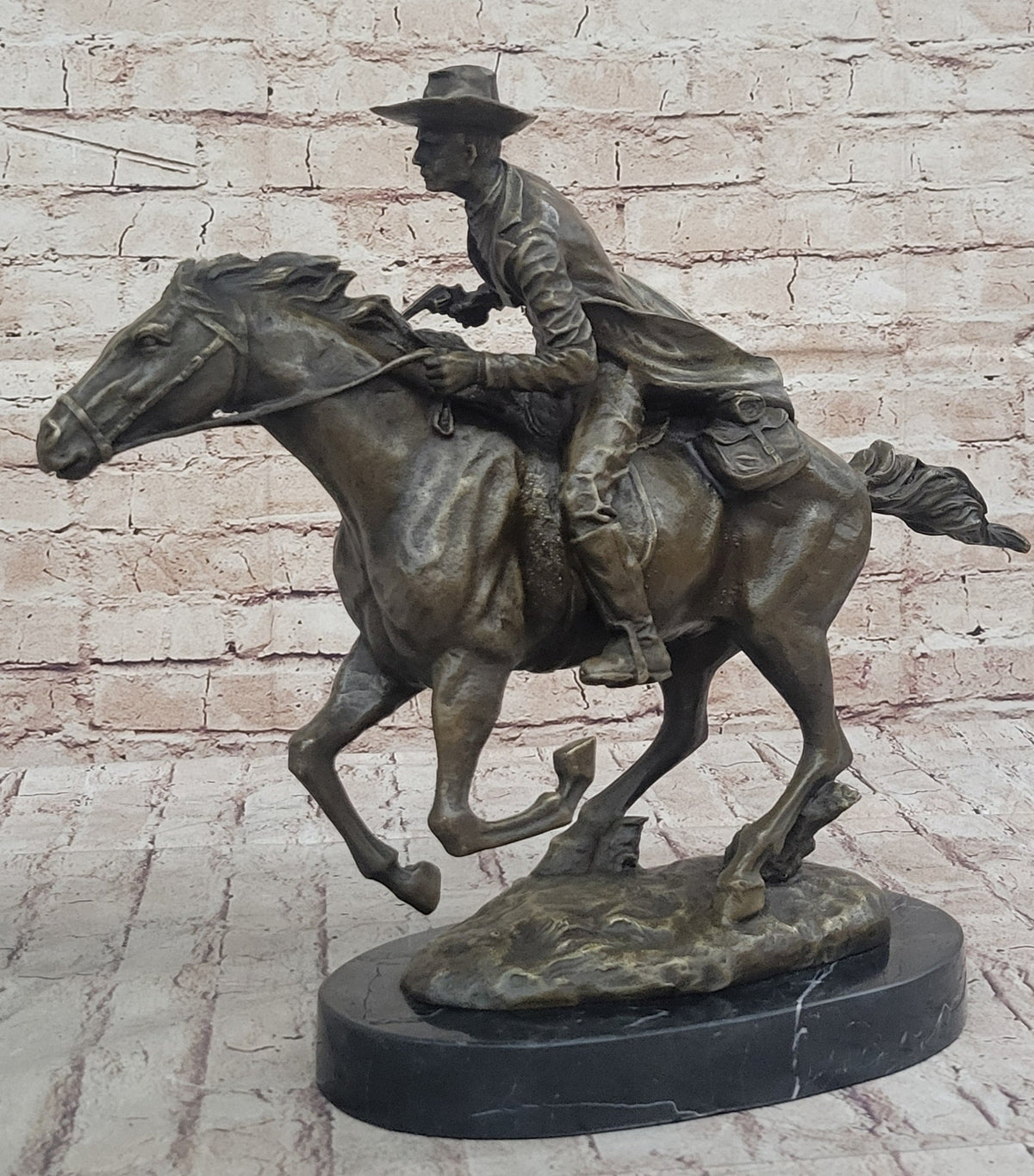 American Classic Western Cowboy Bronze Sculpture Remington Tribute