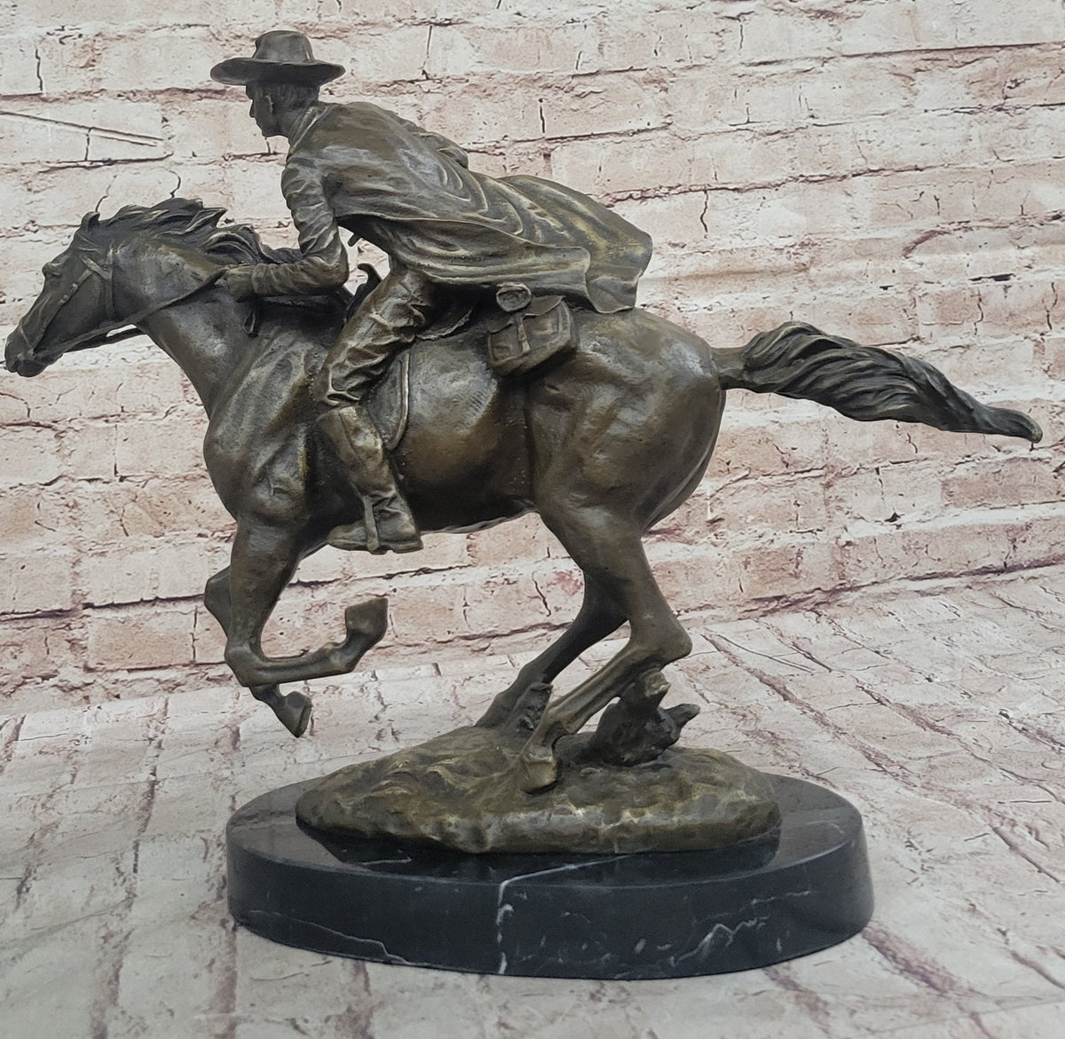 American Classic Western Cowboy Bronze Sculpture Remington Tribute