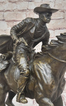 American Classic Western Cowboy Bronze Sculpture Remington Tribute