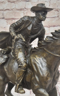 American Classic Western Cowboy Bronze Sculpture Remington Tribute