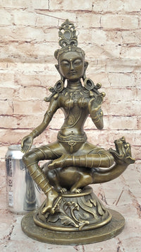 Bronze Seated Goddess Tara - Tibetan Style Buddhist Sculpture