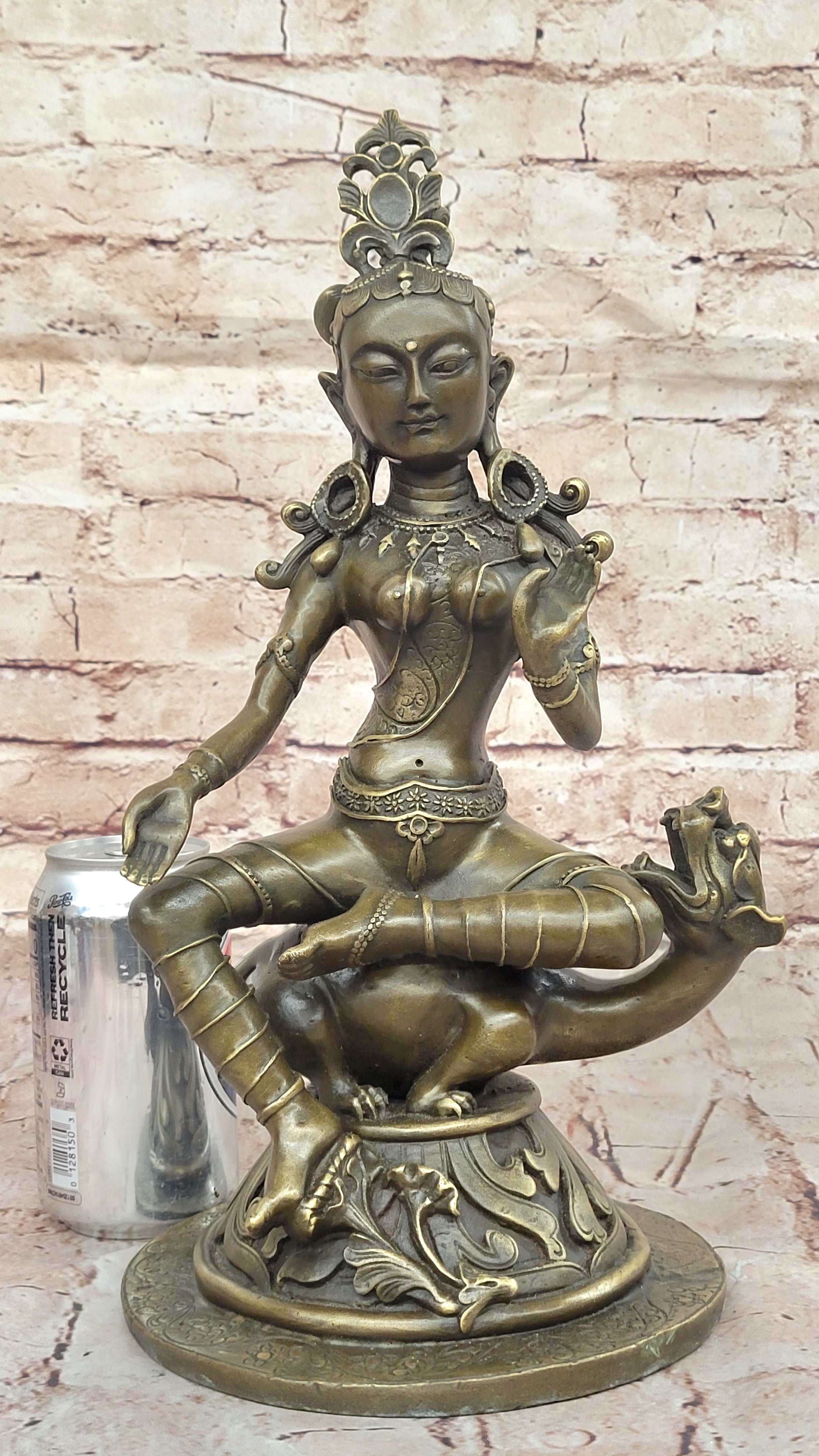Bronze Seated Goddess Tara - Tibetan Style Buddhist Sculpture