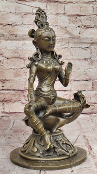 Bronze Seated Goddess Tara - Tibetan Style Buddhist Sculpture