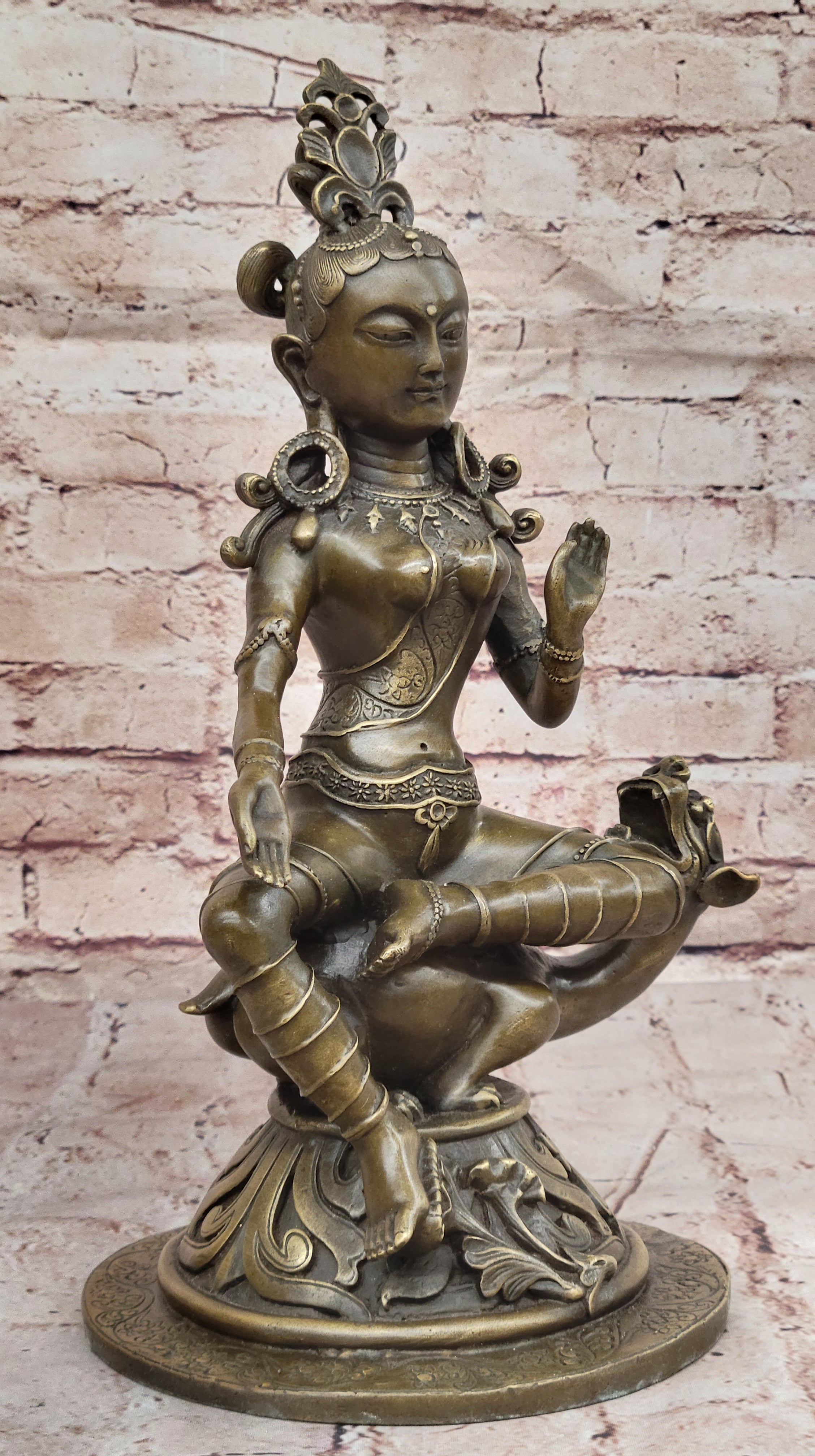 Bronze Seated Goddess Tara - Tibetan Style Buddhist Sculpture