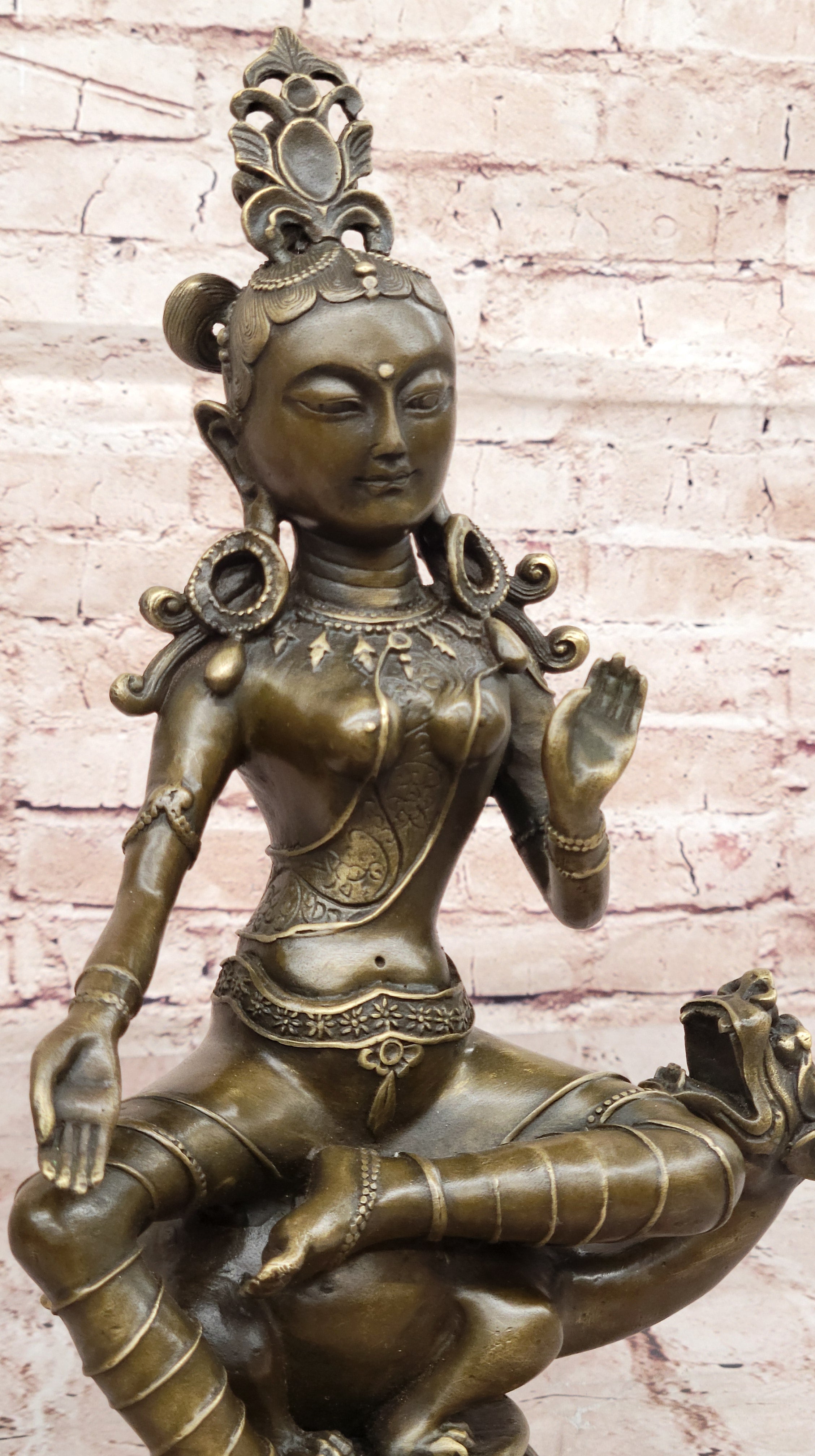 Bronze Seated Goddess Tara - Tibetan Style Buddhist Sculpture