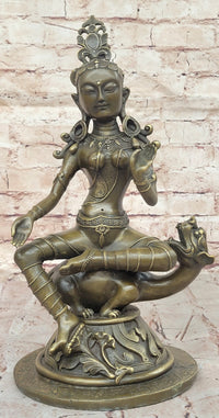 Bronze Seated Goddess Tara - Tibetan Style Buddhist Sculpture