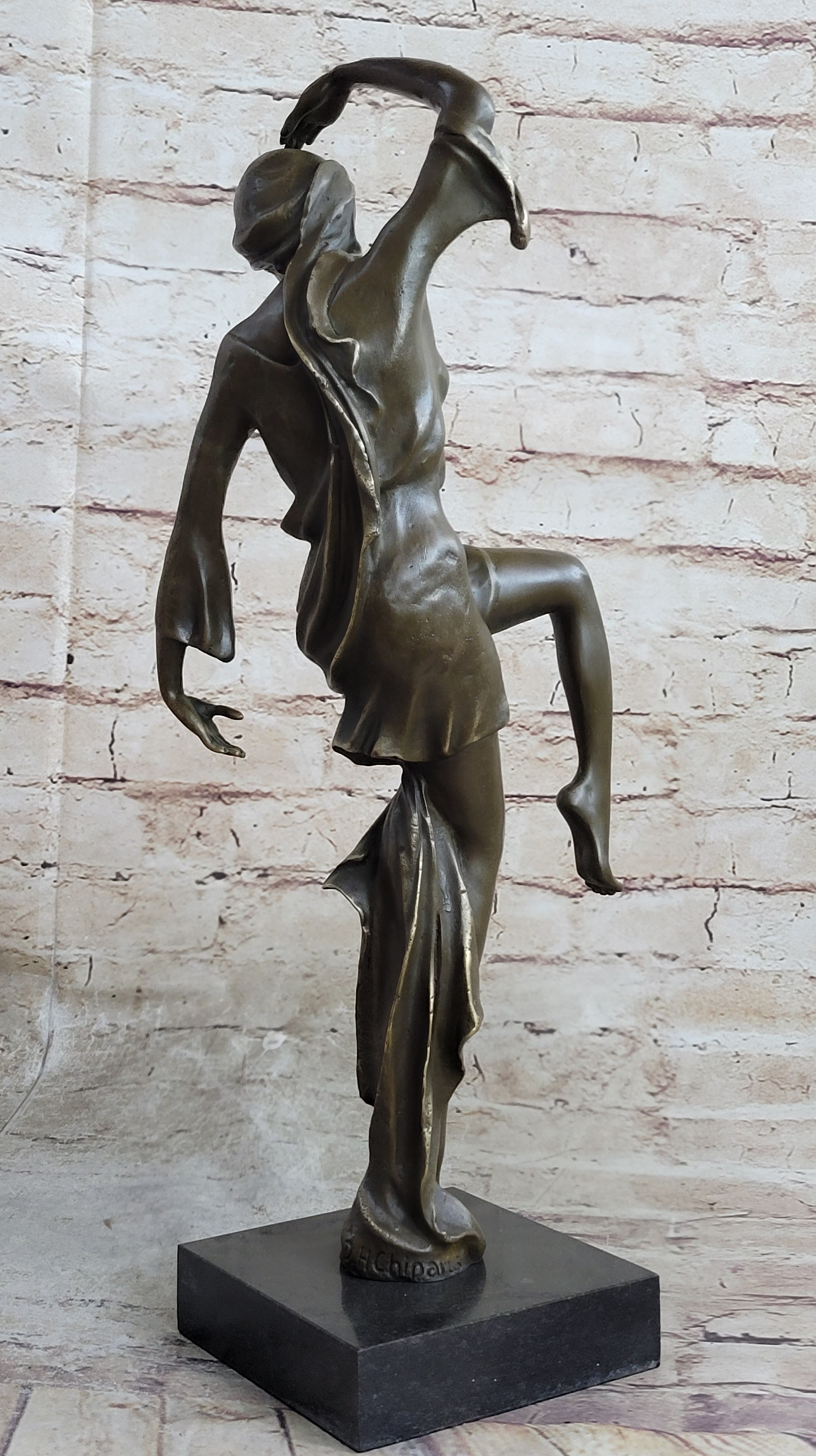 Signed D.H. Chiparus Art Nouveau Gypsy Dancer Bronze