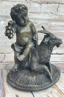 Neoclassical Bronze Urn Sculpture Cherubim Chariot Grapes 20" x 12"