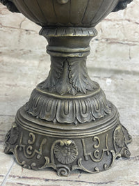 Neoclassical Bronze Urn Sculpture Cherubim Chariot Grapes 20" x 12"