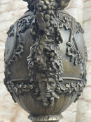 Neoclassical Bronze Urn Sculpture Cherubim Chariot Grapes 20" x 12"