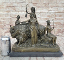 Bronze Buffalo & Tribal Figures – Western-Inspired Bison Sculpture