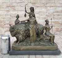 Bronze Buffalo & Tribal Figures – Western-Inspired Bison Sculpture