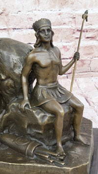 Bronze Buffalo & Tribal Figures – Western-Inspired Bison Sculpture