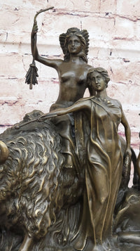 Bronze Buffalo & Tribal Figures – Western-Inspired Bison Sculpture