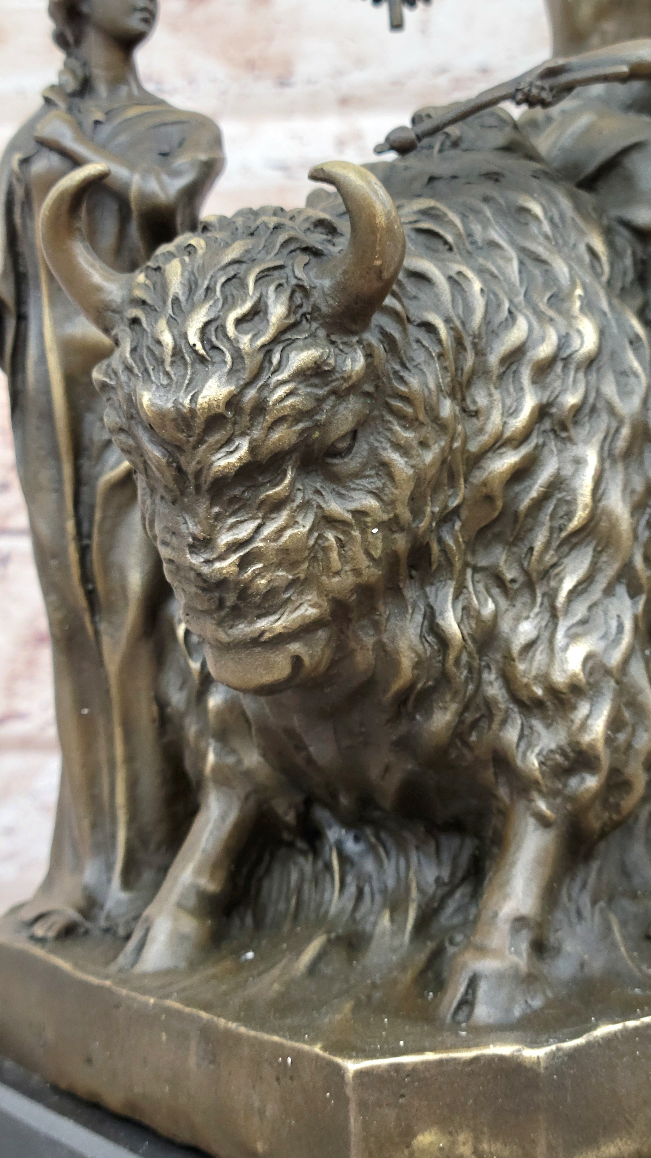 Bronze Buffalo & Tribal Figures – Western-Inspired Bison Sculpture