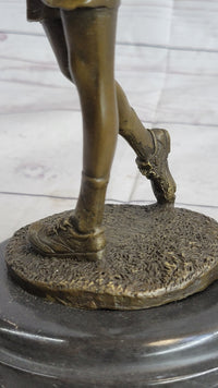 Bronze Vintage Golfer Female Golfing Trophy Marble Figure