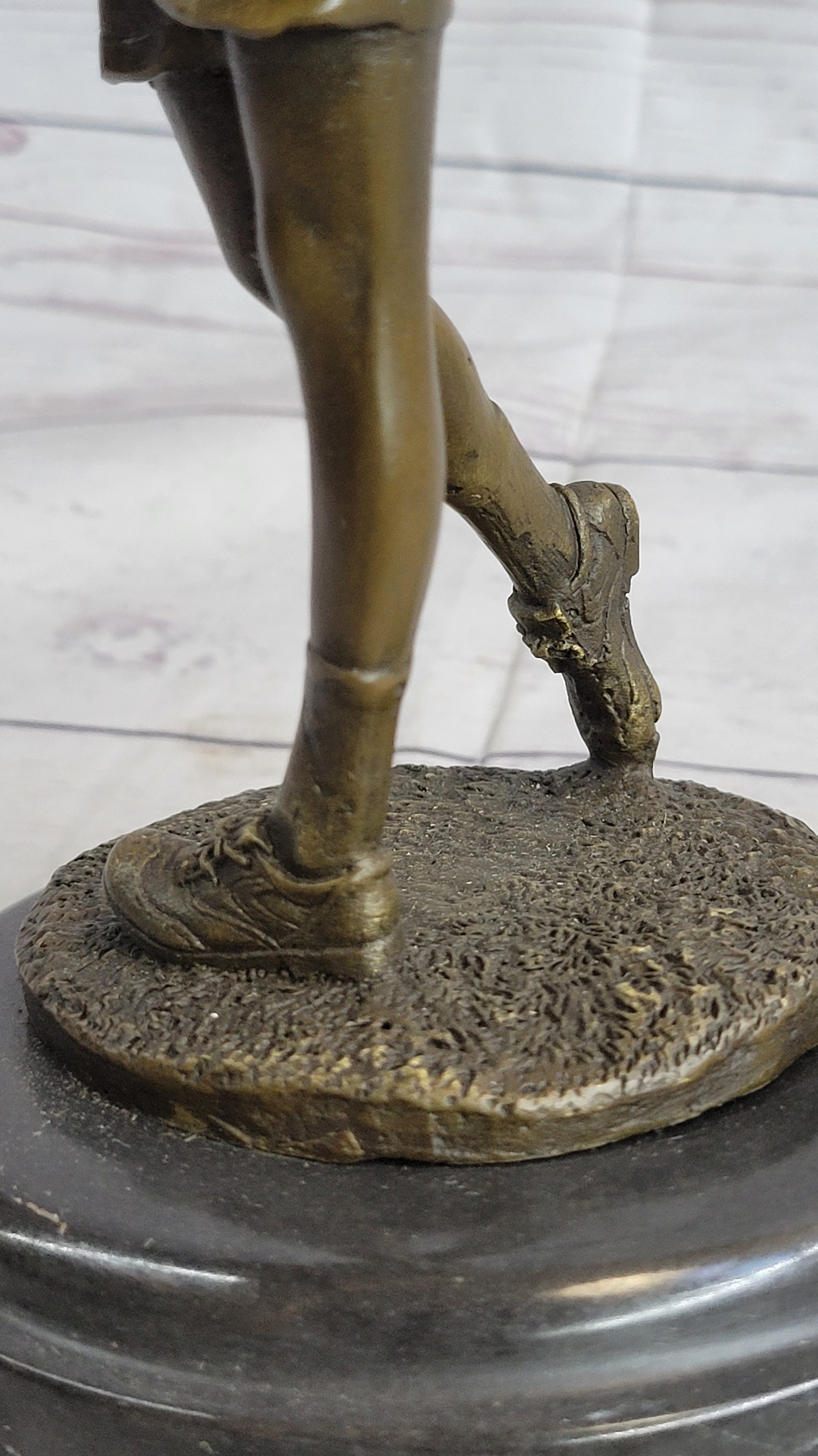Bronze Vintage Golfer Female Golfing Trophy Marble Figure