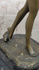 Nude Female Bronze Sculpture - Elegant Minimalist Art Figurine of Woman Embracing Herself